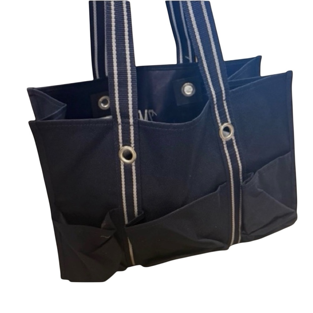 Stylish Black Canvas Tote Bag Navy 31 Thirty one medium storage bag pockets